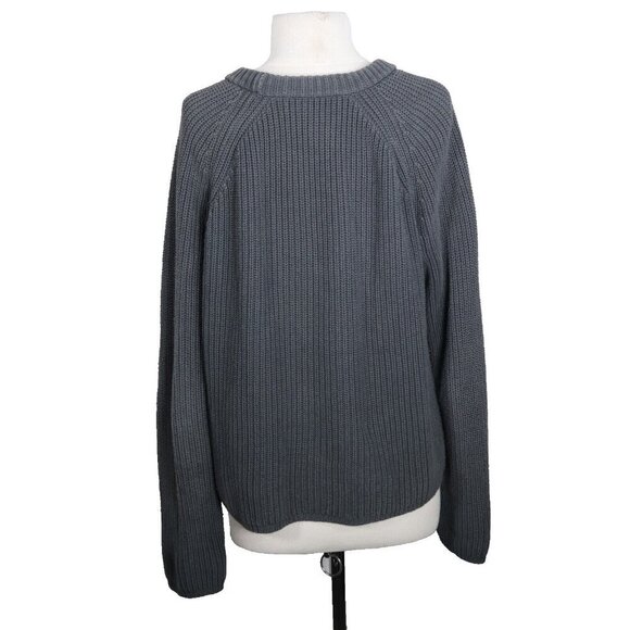 Jenni Kayne Women's Medium Dusty Blue Fisherman Sweater Crew Neck 100% Cotton - Picture 7 of 7